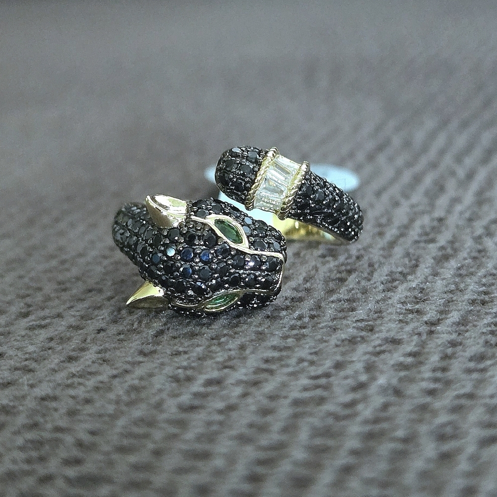Cote d'Argent Black🖤 Panther Bypass Ring💍 - NWT - Picture 9 of 15